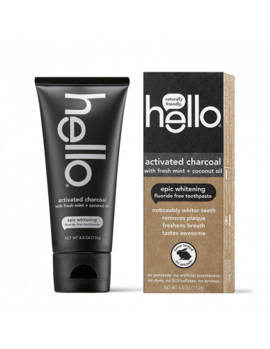 Отбеливающая зубная паста Hello Activated Charcoal Epic Whitening With Fresh Mint + Coconut Oil фото 1