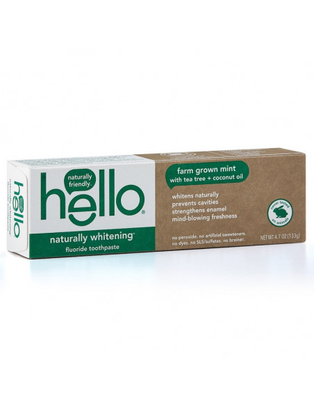 Отбеливающая зубная паста Hello Naturally Healthy Whitening Tea Tree + Coconut Oil фото 4