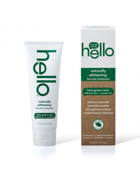 Отбеливающая зубная паста Hello Naturally Healthy Whitening Tea Tree + Coconut Oil фото 1