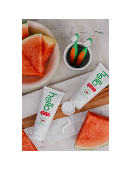 Отбеливающая зубная паста Hello Kids Fluoride Free Watermelon Natural Flavor фото 4