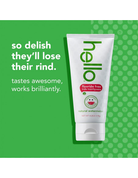 Отбеливающая зубная паста Hello Kids Fluoride Free Watermelon Natural Flavor фото 5
