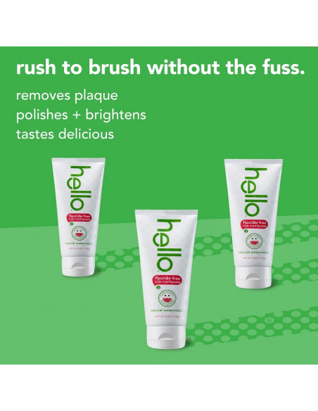 Отбеливающая зубная паста Hello Kids Fluoride Free Watermelon Natural Flavor фото 7